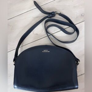 A.P.C. Black Leather Half Moon Crossbody